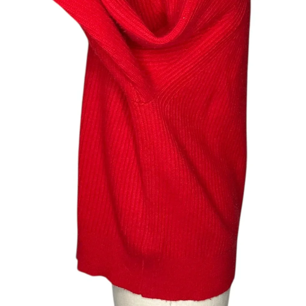 J. CREW Red 100% Cashmere Ribbed Crew Neck Sweater Size‎ Medium